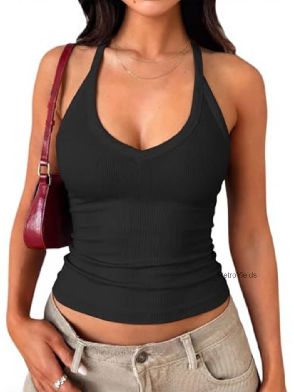 Women's Cotton Ribbed Racerback Tank Top with Removable Padded Cups